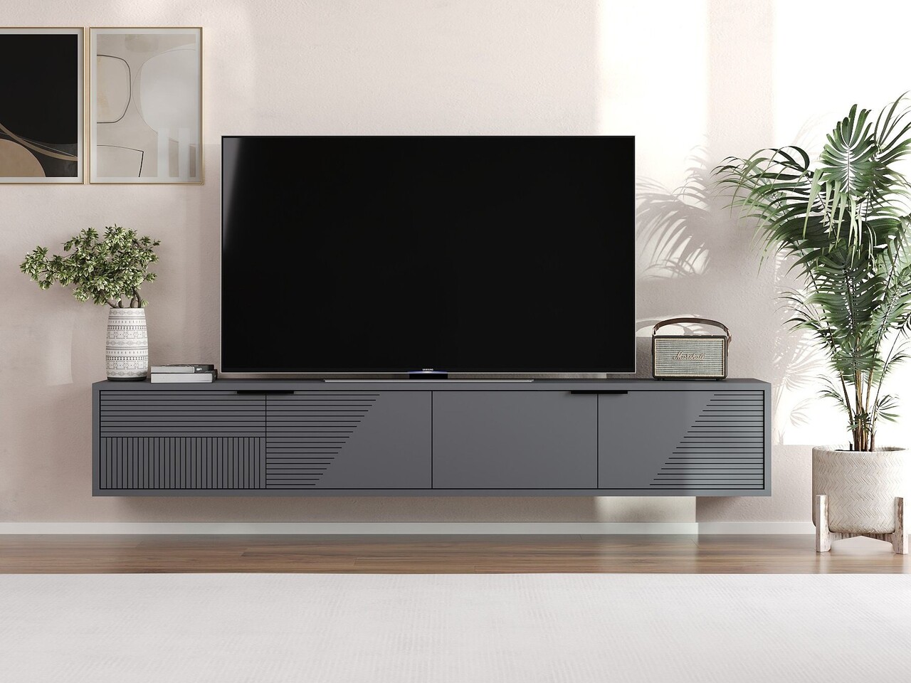 Comoda TV, Hanah Home, Parla, 180x30x30 cm, Antracit - imagine 7